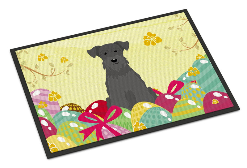 Easter Eggs Miniature Schanuzer Black Indoor or Outdoor Mat 24x36 BB6051JMAT