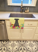 Easter Eggs Miniature Schnauzer Black Kitchen Towel Velour Plush Front and Cotton Loop Back Machine Washable