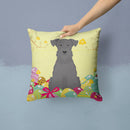 Easter Eggs Miniature Schnauzer Black Decorative Throw Pillow 14x14 Indoor Outdoor Accent Cushion, Fabric Cover with Insert for Sofa, Bed, Porch & Living Room