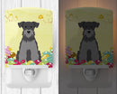 Easter Eggs Miniature Schnauzer Black Silver Ceramic Night Light Compact, UL-Certified, Ideal for Bedroom, Bathroom, Nursery, Hallway, Kitchen, 6x4x3, Multicolor