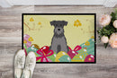 Easter Eggs Miniature Schnauzer Black Silver Doormat Indoor Outdoor 24H X 36W Front Door Mat Rugs for Entryway, Non Slip Washable Low Pile,