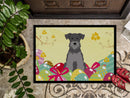 Easter Eggs Miniature Schnauzer Black Silver Doormat Indoor Outdoor 24H X 36W Front Door Mat Rugs for Entryway, Non Slip Washable Low Pile,
