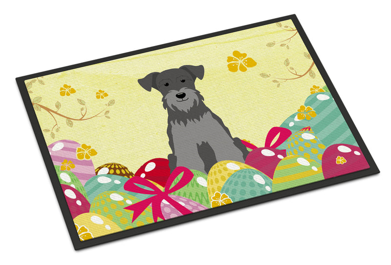 Easter Eggs Miniature Schanuzer Black Silver Indoor or Outdoor Mat 18x27 BB6052MAT