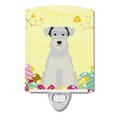 Easter Eggs Miniature Schnauzer White Ceramic Night Light Compact, UL-Certified, Ideal for Bedroom, Bathroom, Nursery, Hallway, Kitchen, 6x4x3, Multicolor