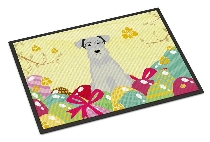 Easter Eggs Miniature Schanuzer White Indoor or Outdoor Mat 24x36 BB6053JMAT