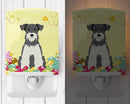 Easter Eggs Miniature Schnauzer Salt and Pepper Ceramic Night Light Compact, UL-Certified, Ideal for Bedroom, Bathroom, Nursery, Hallway, Kitchen, 6x4x3, Multicolor
