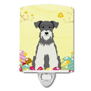 Easter Eggs Miniature Schnauzer Salt and Pepper Ceramic Night Light Compact, UL-Certified, Ideal for Bedroom, Bathroom, Nursery, Hallway, Kitchen, 6x4x3, Multicolor