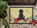 Easter Eggs Black Labrador Doormat Indoor Outdoor 24H X 36W Front Door Mat Rugs for Entryway, Non Slip Washable Low Pile,