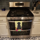 Easter Eggs Black Labrador Kitchen Towel Velour Plush Front and Cotton Loop Back Machine Washable