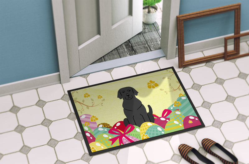 Easter Eggs Black Labrador Indoor or Outdoor Mat 18x27 BB6057MAT