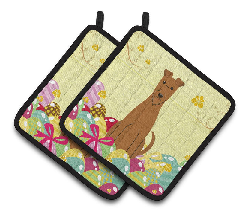 Easter Eggs Irish Terrier Pair of Pot Holders BB6062PTHD