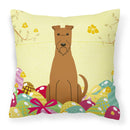 Easter Eggs Irish Terrier Decorative Throw Pillow 18x18 Indoor Outdoor Accent Cushion, Fabric Cover with Insert for Sofa, Bed, Porch & Living Room