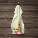 Easter Eggs German Shepherd Kitchen Towel Velour Plush Front and Cotton Loop Back Machine Washable