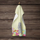 Easter Eggs Poodle Silver Kitchen Towel Velour Plush Front and Cotton Loop Back Machine Washable