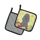 Easter Eggs Poodle Silver Pot Holder Set of 2 Heat Resistant Quilted Hot Pads 7.5 x 7.5 Inch, Insulated Kitchen Trivets for Cooking & Baking