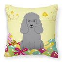 Easter Eggs Poodle Silver Decorative Throw Pillow 18x18 Indoor Outdoor Accent Cushion, Fabric Cover with Insert for Sofa, Bed, Porch & Living Room