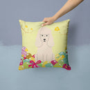 Easter Eggs Poodle White Decorative Throw Pillow 14x14 Indoor Outdoor Accent Cushion, Fabric Cover with Insert for Sofa, Bed, Porch & Living Room