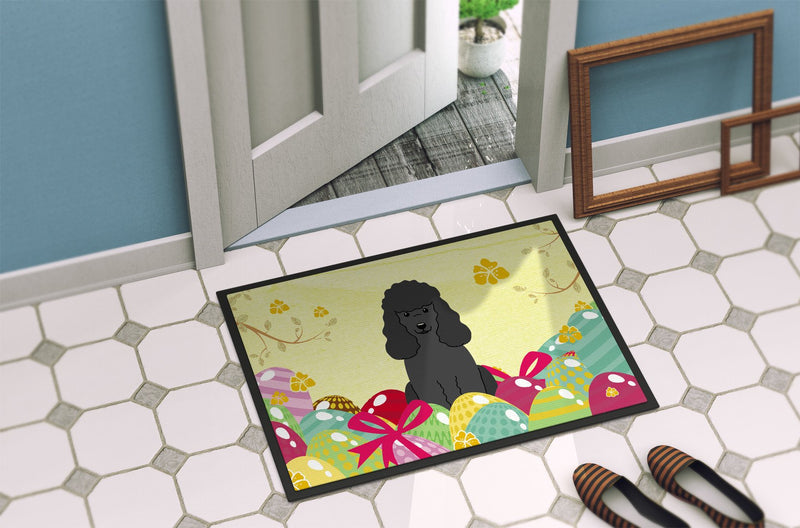 Easter Eggs Poodle Black Indoor or Outdoor Mat 24x36 BB6071JMAT