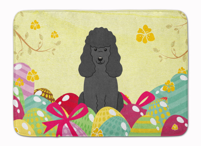 Easter Eggs Poodle Black Machine Washable Memory Foam Mat BB6071RUG