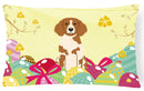 Easter Eggs Brittany Spaniel Decorative Throw Pillow 12x16 Indoor Outdoor Accent Cushion, Fabric Cover with Insert for Sofa, Bed, Porch & Living Room