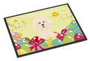 Easter Eggs Bichon Frise Doormat Indoor Outdoor 18H X 27W Front Door Mat Rugs for Entryway, Non Slip Washable