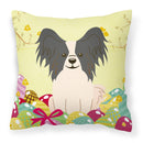 Easter Eggs Papillon Black White Decorative Throw Pillow 18x18 Indoor Outdoor Accent Cushion, Fabric Cover with Insert for Sofa, Bed, Porch & Living Room