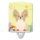 Easter Eggs Papillon Sable White Ceramic Night Light Compact, UL-Certified, Ideal for Bedroom, Bathroom, Nursery, Hallway, Kitchen, 6x4x3, Multicolor