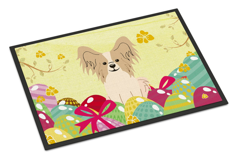 Easter Eggs Papillon Sable White Indoor or Outdoor Mat 24x36 BB6077JMAT