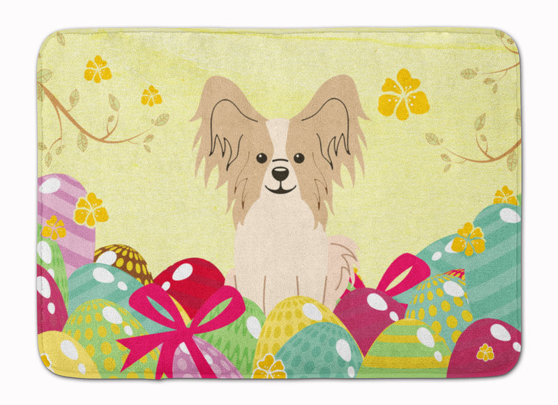 Easter Eggs Papillon Sable White Machine Washable Memory Foam Mat BB6077RUG