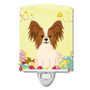 Easter Eggs Papillon Red White Ceramic Night Light Compact, UL-Certified, Ideal for Bedroom, Bathroom, Nursery, Hallway, Kitchen, 6x4x3, Multicolor