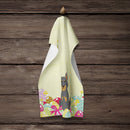 Easter Eggs Beauce Shepherd Dog Kitchen Towel Velour Plush Front and Cotton Loop Back Machine Washable
