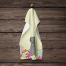Easter Eggs Briard Black Kitchen Towel Velour Plush Front and Cotton Loop Back Machine Washable