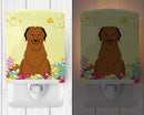 Easter Eggs Briard Brown Ceramic Night Light Compact, UL-Certified, Ideal for Bedroom, Bathroom, Nursery, Hallway, Kitchen, 6x4x3, Multicolor