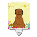 Easter Eggs Briard Brown Ceramic Night Light Compact, UL-Certified, Ideal for Bedroom, Bathroom, Nursery, Hallway, Kitchen, 6x4x3, Multicolor
