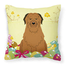 Easter Eggs Briard Brown Decorative Throw Pillow 18x18 Indoor Outdoor Accent Cushion, Fabric Cover with Insert for Sofa, Bed, Porch & Living Room