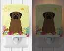 Easter Eggs Bullmastiff Ceramic Night Light Compact, UL-Certified, Ideal for Bedroom, Bathroom, Nursery, Hallway, Kitchen, 6x4x3, Multicolor
