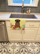 Easter Eggs Bullmastiff Kitchen Towel Velour Plush Front and Cotton Loop Back Machine Washable