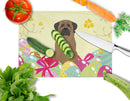 Easter Eggs Bullmastiff Cutting Board Tempered Glass Kitchen Cutting Surface, Heat Resistant Chopping, Non-Slip Feet, Food Prep & Serving