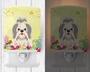 Easter Eggs Shih Tzu Silver White Ceramic Night Light Compact, UL-Certified, Ideal for Bedroom, Bathroom, Nursery, Hallway, Kitchen, 6x4x3, Multicolor
