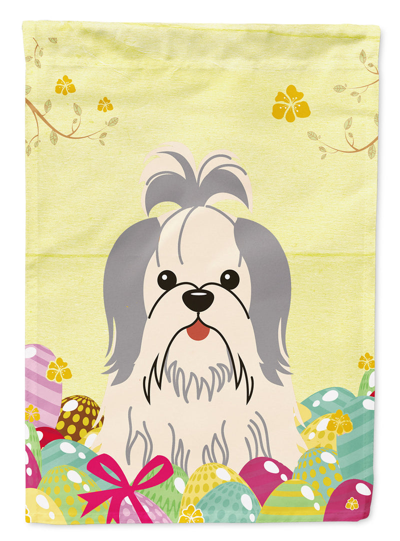 Easter Eggs Shih Tzu Silver White Flag Garden Size BB6085GF