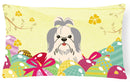 Easter Eggs Shih Tzu Silver White Decorative Throw Pillow 12x16 Indoor Outdoor Accent Cushion, Fabric Cover with Insert for Sofa, Bed, Porch & Living Room