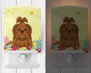 Easter Eggs Shih Tzu Silver Chocolate Ceramic Night Light Compact, UL-Certified, Ideal for Bedroom, Bathroom, Nursery, Hallway, Kitchen, 6x4x3, Multicolor