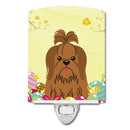 Easter Eggs Shih Tzu Silver Chocolate Ceramic Night Light Compact, UL-Certified, Ideal for Bedroom, Bathroom, Nursery, Hallway, Kitchen, 6x4x3, Multicolor