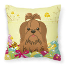 Easter Eggs Shih Tzu Silver Chocolate Decorative Throw Pillow 18x18 Indoor Outdoor Accent Cushion, Fabric Cover with Insert for Sofa, Bed, Porch & Living Room