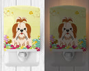 Easter Eggs Shih Tzu Red White Ceramic Night Light Compact, UL-Certified, Ideal for Bedroom, Bathroom, Nursery, Hallway, Kitchen, 6x4x3, Multicolor