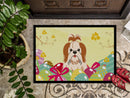 Easter Eggs Shih Tzu Red White Doormat Indoor Outdoor 24H X 36W Front Door Mat Rugs for Entryway, Non Slip Washable Low Pile,