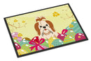 Easter Eggs Shih Tzu Red White Doormat Indoor Outdoor 24H X 36W Front Door Mat Rugs for Entryway, Non Slip Washable Low Pile,