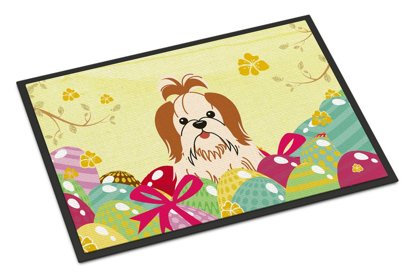 Easter Eggs Shih Tzu Red White Indoor or Outdoor Mat 24x36 BB6087JMAT