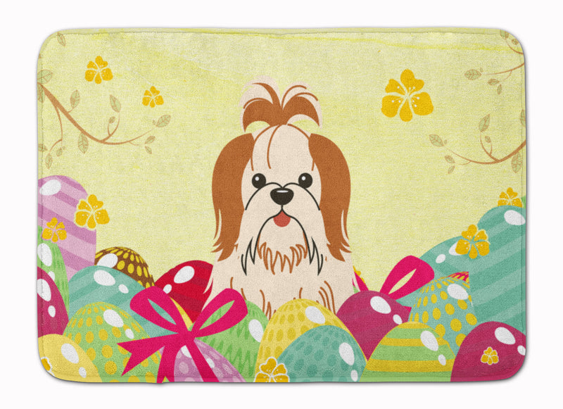 Easter Eggs Shih Tzu Red White Machine Washable Memory Foam Mat BB6087RUG