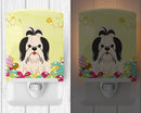 Easter Eggs Shih Tzu Black White Ceramic Night Light Compact, UL-Certified, Ideal for Bedroom, Bathroom, Nursery, Hallway, Kitchen, 6x4x3, Multicolor